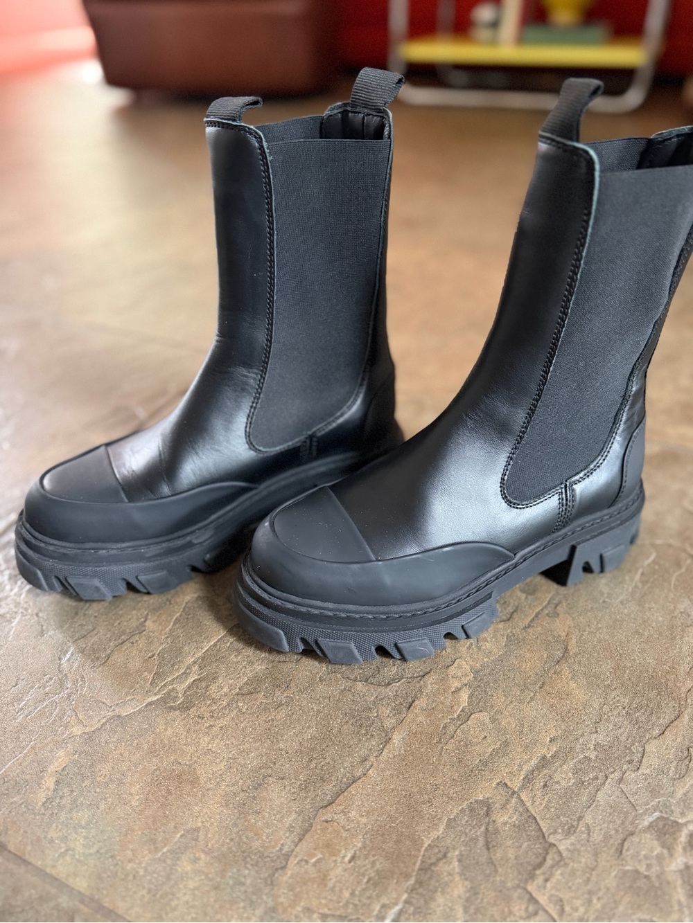 Ganni Cleated Mid Chelsea Boots